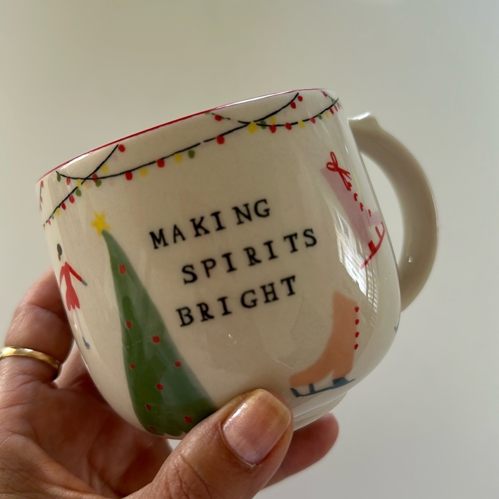 Anthropologie Mr. Boddington's studio "making spirits bright" Christmas mug